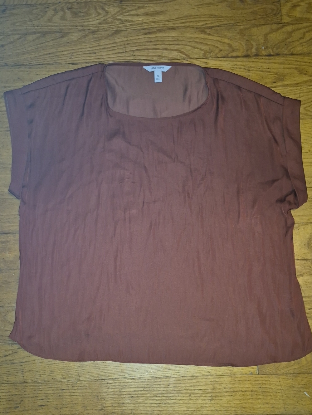 Nine West XL Women's Rust Brown Scoop Neck Short Sleeve Top